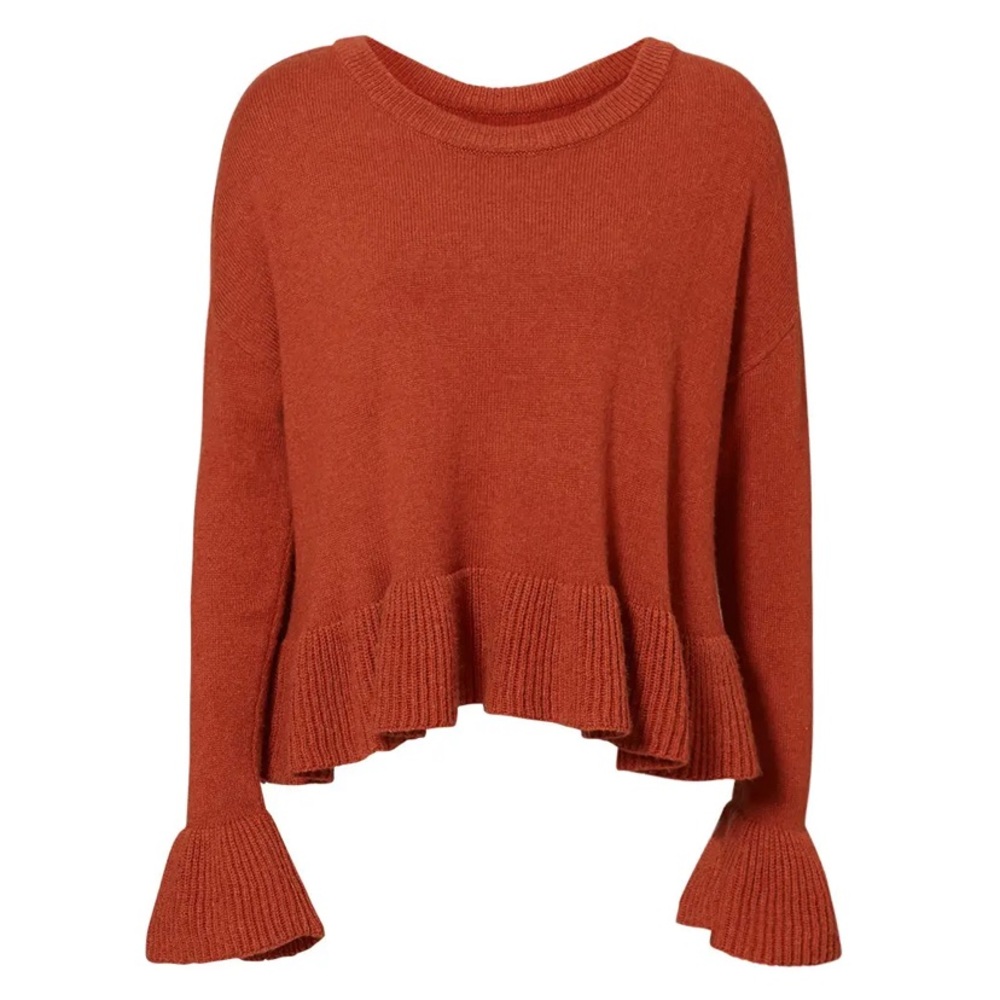 Cinq A Sept Rust Seren Peplum Sweater